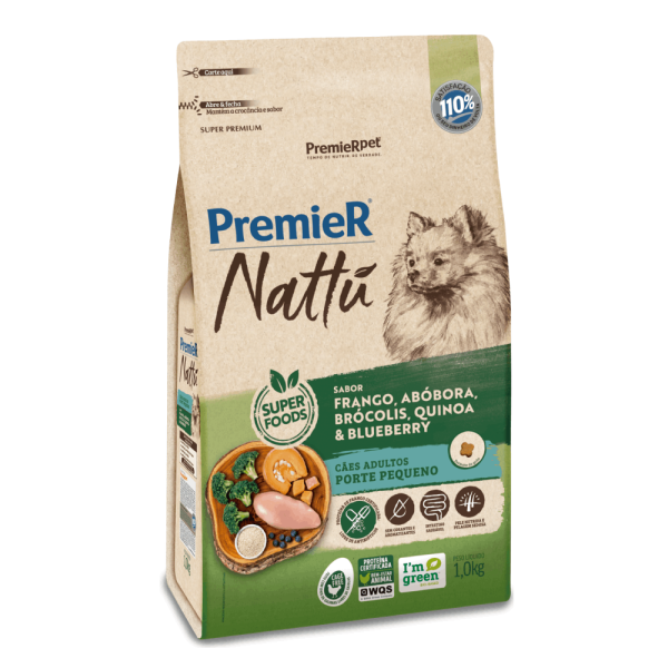 PREMIER NATTU CAES ADULT RACAS PEQ ABOBORA 1 KG